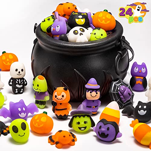 JOYIN Halloween Cauldron with 24 Pcs Mochi Squeeze Toys for Party Favors, Halloween Squishies, Halloween Novelty Toys, Stress Relief Squeeze Toys by JOYIN Inc.