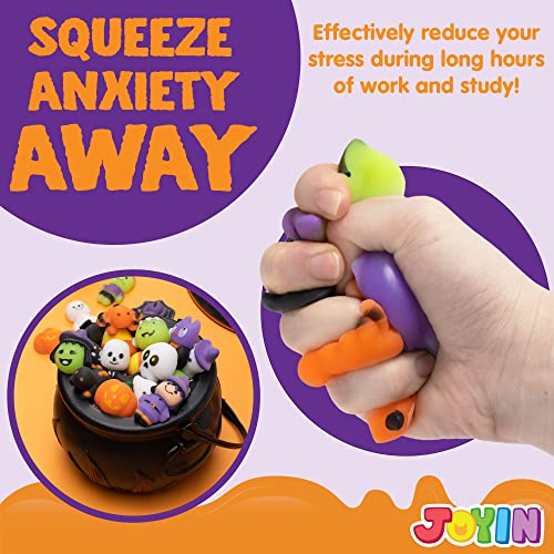 JOYIN Halloween Cauldron with 24 Pcs Mochi Squeeze Toys for Party Favors, Halloween Squishies, Halloween Novelty Toys, Stress Relief Squeeze Toys by JOYIN Inc.