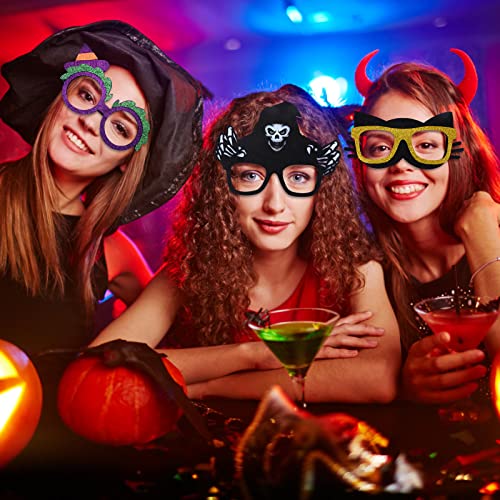 12 Pcs Halloween Eyeglasses,Novelty Toy Glasses Cosplay,Halloween Party Favor Funny Glitter Funny Party Decorations for Kids and Adults Glasses,Pumpkin,Spider , Web,Ghost,Bat,Hat,Skull,Eyeball Eyewear by Thuodo