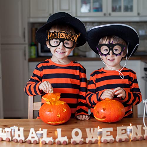 12 Pcs Halloween Eyeglasses,Novelty Toy Glasses Cosplay,Halloween Party Favor Funny Glitter Funny Party Decorations for Kids and Adults Glasses,Pumpkin,Spider , Web,Ghost,Bat,Hat,Skull,Eyeball Eyewear by Thuodo