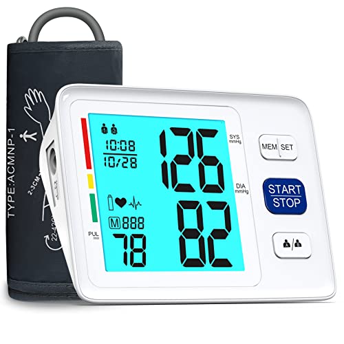 Blood Pressure Monitor Upper Arm Automatic Digital BP Monitor Adjustable Large Cuff Backlit Display 2x500 Memory Includes Batteries Monitoring Meter for Home Use 2 by ALPHAMED