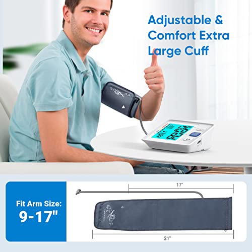 Blood Pressure Monitor Upper Arm Automatic Digital BP Monitor Adjustable Large Cuff Backlit Display 2x500 Memory Includes Batteries Monitoring Meter for Home Use 2 by ALPHAMED