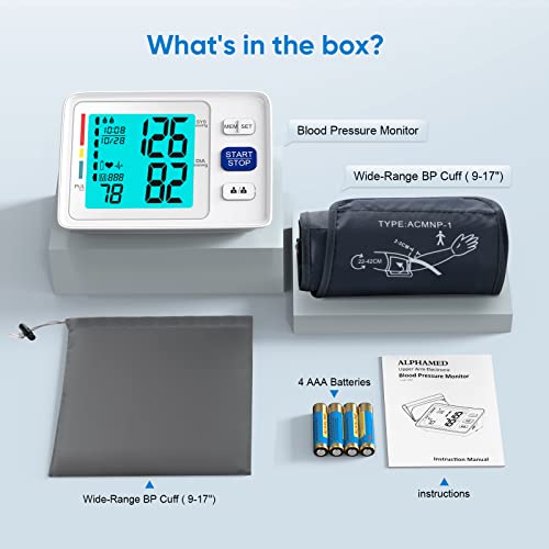 Blood Pressure Monitor Upper Arm Automatic Digital BP Monitor Adjustable Large Cuff Backlit Display 2x500 Memory Includes Batteries Monitoring Meter for Home Use 2 by ALPHAMED
