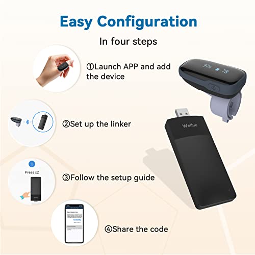 Wellue Oxylink Remote WiFi Sleep Tracker| Bluetooth and Alarm for Real Time Tracking, Portable Sp-02 & Heart Rate Tracker with Free APP for Adults by Viatom