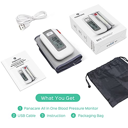 Panacare Blood Pressure Monitor All in One, Automatic Upper Arm Blood Pressure Monitor Built-in Battery/One Piece/Arrhythmia/9-14" Wide Cuff, Wireless Portable Digital BP Machine for Home/Travel Use by P PANACARE