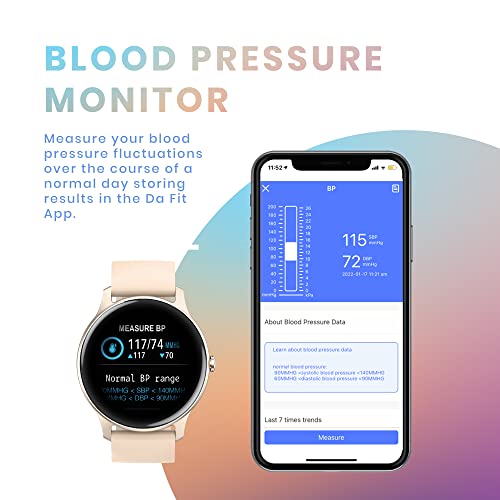 yussa Smart Watch | Latest Generation 2022 | Blood Pressure Monitor | Blood Oxygen SpO2 | Heart Rate | Sleep Monitor | IP67 Waterproof | Fitness Tracker | for Women and Men (Pink) by yussa