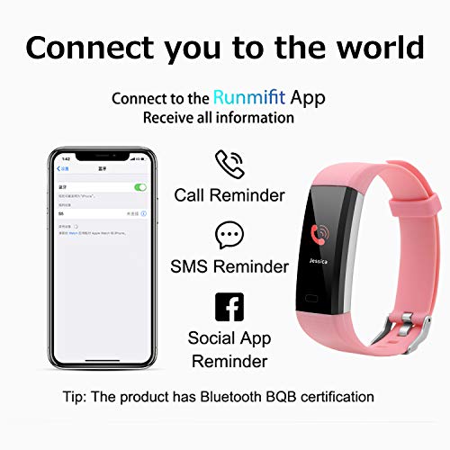 Fitness Tracker with Blood Pressure Heart Rate Sleep Monitor Temperature Monitor, Activity Tracker Smart Watch Pedometer Step Counter for iPhone & Android Phones for Kids Man Women (Pink) by Romeifly
