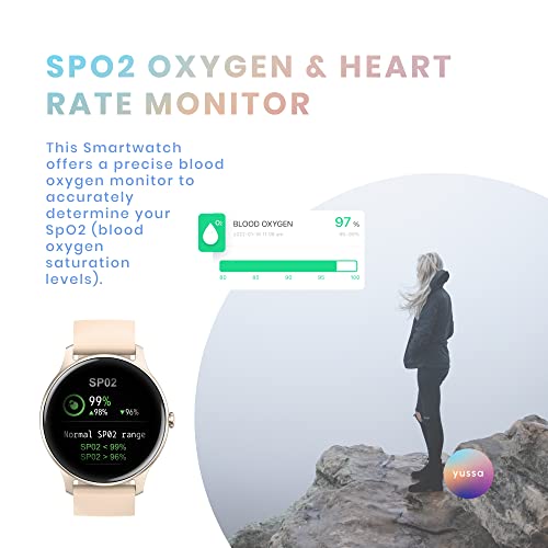 yussa Smart Watch | Latest Generation 2022 | Blood Pressure Monitor | Blood Oxygen SpO2 | Heart Rate | Sleep Monitor | IP67 Waterproof | Fitness Tracker | for Women and Men (Pink) by yussa
