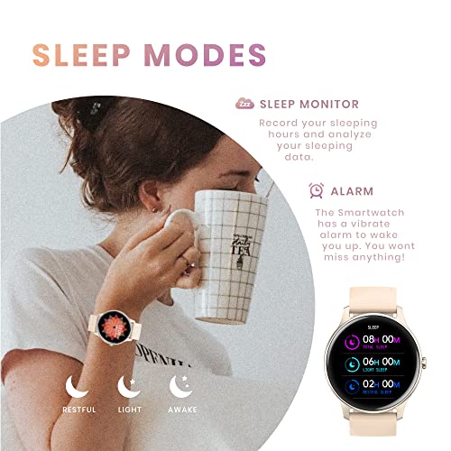 yussa Smart Watch | Latest Generation 2022 | Blood Pressure Monitor | Blood Oxygen SpO2 | Heart Rate | Sleep Monitor | IP67 Waterproof | Fitness Tracker | for Women and Men (Pink) by yussa