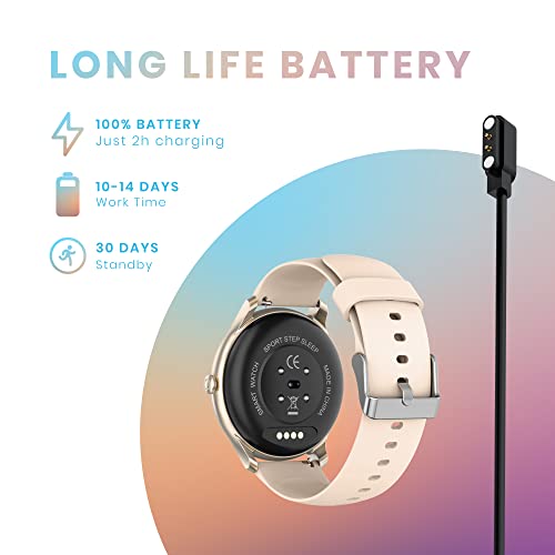 yussa Smart Watch | Latest Generation 2022 | Blood Pressure Monitor | Blood Oxygen SpO2 | Heart Rate | Sleep Monitor | IP67 Waterproof | Fitness Tracker | for Women and Men (Pink) by yussa