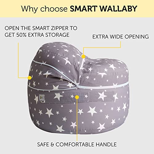 2 Sizes in 1 Large Bean Bag Stuffed Animal Storage | XL Jumbo Ottoman for Soft Toys, Plush Toys | Giant Pouf Organizer for Linens, Quilts, Pillows | 300 L. / 80 Gal. | 42" (Twinkle Twinkle) from Mescalito Ltd.
