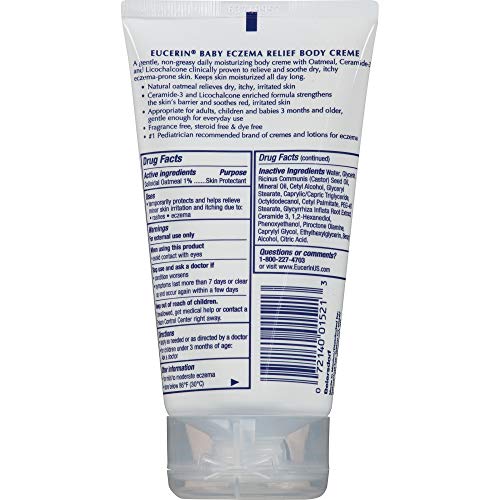 Eucerin Baby Eczema Relief Body Cream - Steroid & Fragrance Free for 3+ Months of Age - 5 Oz Tube by Beiersdorf, Inc.