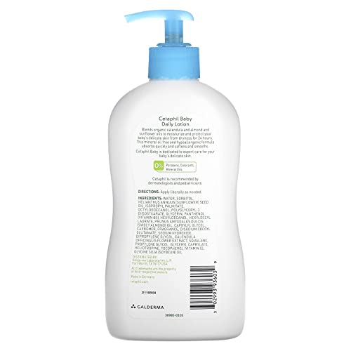 Cetaphil Baby Daily Lotion with Organic Calendula |Vitamin E | Sweet Almond & Sunflower Oils |13.5 Fl. Oz from Cetaphil Baby