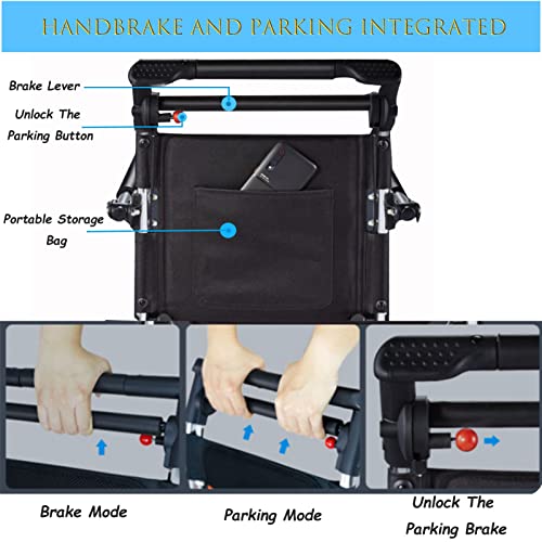 Folding Transport Wheelchair, Ultralight Portable Travel Wheelchairs with Handbrake, Aluminum Alloy Lightweight Wheelchair Trolleys for Elderly and Children ( Size : Standard ) by WGLAWL