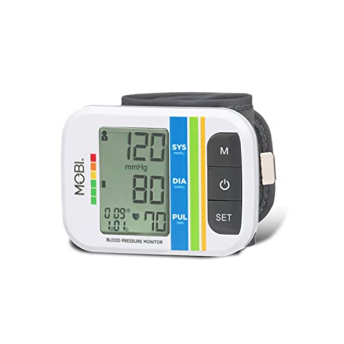 MOBI Wrist Blood Pressure Monitor - Blood Pressure Cuff - Automatic BP Cuff with Large LCD Display - Pulse Rate, Irregular Heart Rate Monitor - Blood Pressure Machine - Automatic Blood Pressure Cuff by MOBI