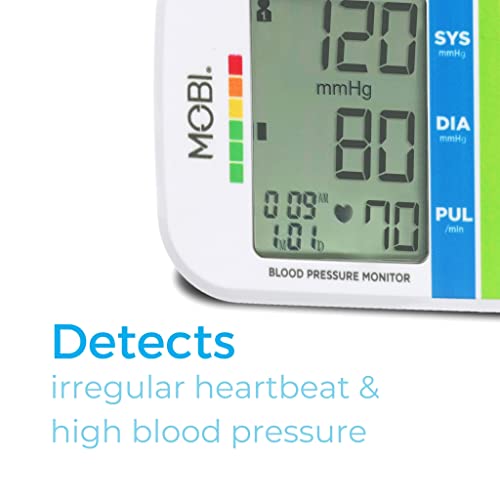 MOBI Wrist Blood Pressure Monitor - Blood Pressure Cuff - Automatic BP Cuff with Large LCD Display - Pulse Rate, Irregular Heart Rate Monitor - Blood Pressure Machine - Automatic Blood Pressure Cuff by MOBI