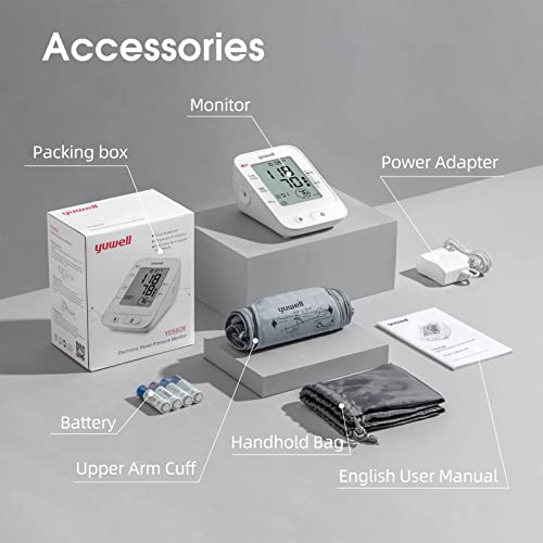 yuwell Blood Pressure Monitor, Extra Large Upper Arm Cuff, Digital BP Machine for Home Use & Pulse Rate Monitoring Meter, Automatic, Large Display, Voice Broadcasting with Power Adapter and Batteries by Jiangsu Yuyue Medical Equipment & Supply Co., Ltd