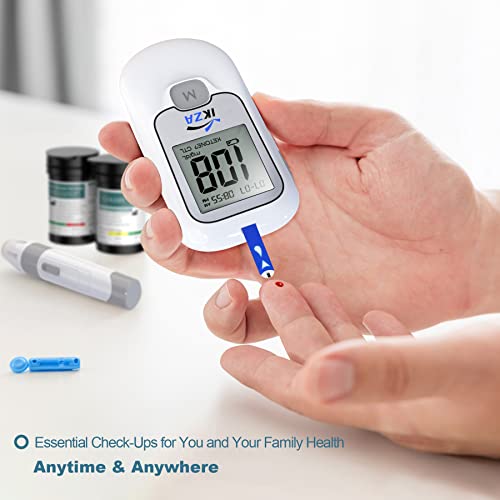 IKZA Blood Glucose Monitor Kit- G-666B Diabetes Testing Kit with 100 Test Strips and 100 Lancets - Blood Glucose Meter with Lancing Device - Smart, Portable Blood Sugar Test Kit for Home Use (G-666B) from COLEBY
