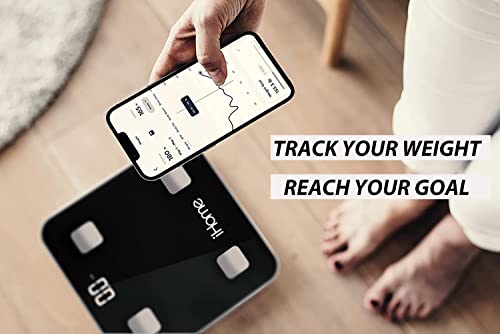iHome Smart Scale For Body Weight Digital Bathroom Scale Bluetooth Accurate BMI Fat Water Muscle Health Analyzer for People Body Composition Monitor Digital Weighing Machine with Smartphone App, 400lb from iHome