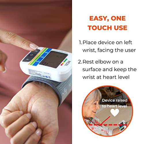 MOBI Wrist Blood Pressure Monitor - Blood Pressure Cuff - Automatic BP Cuff with Large LCD Display - Pulse Rate, Irregular Heart Rate Monitor - Blood Pressure Machine - Automatic Blood Pressure Cuff by MOBI