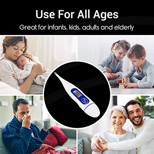 Vive Oral Thermometer for Adults, Baby, Kids - Digital Medical Fever Body Temperature Home Monitor for Tongue, Armpits, Rectal, Dogs - Small Health Home with Batteries, Case by Vive Health