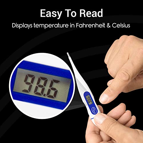 Vive Oral Thermometer for Adults, Baby, Kids - Digital Medical Fever Body Temperature Home Monitor for Tongue, Armpits, Rectal, Dogs - Small Health Home with Batteries, Case by Vive Health