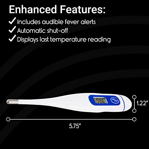 Vive Oral Thermometer for Adults, Baby, Kids - Digital Medical Fever Body Temperature Home Monitor for Tongue, Armpits, Rectal, Dogs - Small Health Home with Batteries, Case by Vive Health