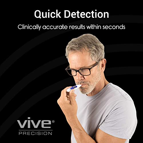 Vive Oral Thermometer for Adults, Baby, Kids - Digital Medical Fever Body Temperature Home Monitor for Tongue, Armpits, Rectal, Dogs - Small Health Home with Batteries, Case by Vive Health