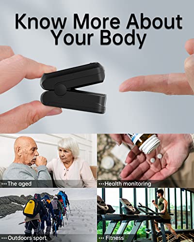 Fingertip Pulse Oximeter- HOLFENRY Pulse Oximeter Bluetooth Oximeter Oxygen Saturation Monitor for SpO2/Heart Rate/PI, with Auto Graph Display/Alarm/Dedicated App, Compatible with iOS&Android from HOLFENRY