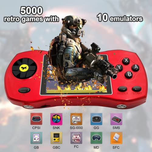 Kids Handheld Game Console with 5000 Games, 3.0" Retro Video Game Player Support Connecting TVTwo Players,Portable Electronic Game Console Gifts for Adults & Kids 8-12 90s Retro Toys(RED) by Teyida