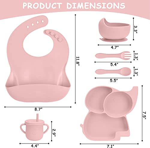 Mummentos Silicone Baby Feeding Set - Baby Led Weaning Supplies, Toddler Utensils, Transition Sippy Cups For Baby, Baberos Para Bebe, Suction Plates For Baby, Silicone Bibs For Babies, Bowl (Pink) by Mummentos