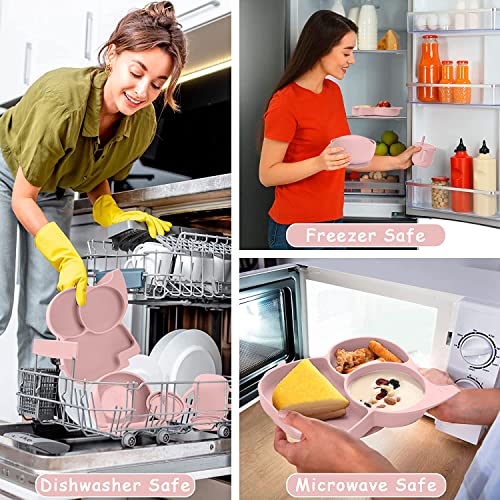 Mummentos Silicone Baby Feeding Set - Baby Led Weaning Supplies, Toddler Utensils, Transition Sippy Cups For Baby, Baberos Para Bebe, Suction Plates For Baby, Silicone Bibs For Babies, Bowl (Pink) by Mummentos