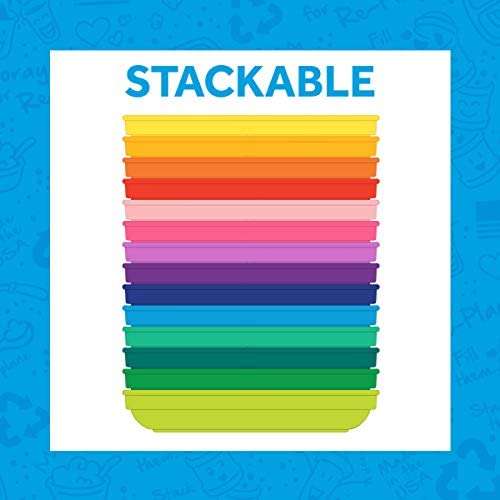 Re-Play 4pk - 7.37" Divided Plates with Deep Sides for Baby, Toddler & Child Feeding in Aqua, Sunny Yellow, Lime & Teal | BPA Free | Made in USA from Eco Friendly Recycled Milk Jugs | (Aqua Asst 4pk) by Re-Think It Inc.