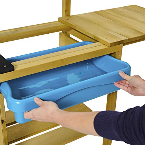 TP Toys, Deluxe Wooden Mud Kitchen | - Kids Outdoor Kitchen Playset with Water Pan, Garden Sink, and Kitchen Accessories | Backyard Pretend Play for Toddlers, Girls and Boys 3+ by Mookie Toys