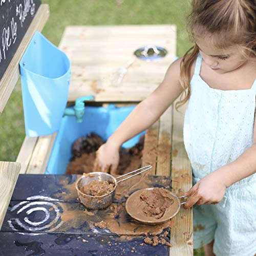 TP Toys, Deluxe Wooden Mud Kitchen | - Kids Outdoor Kitchen Playset with Water Pan, Garden Sink, and Kitchen Accessories | Backyard Pretend Play for Toddlers, Girls and Boys 3+ by Mookie Toys