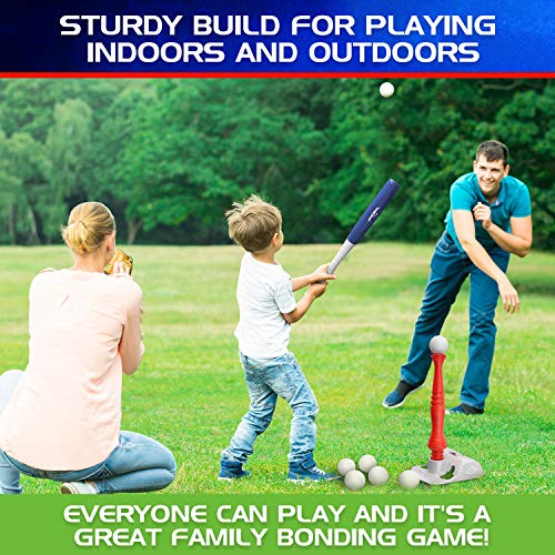 Kids Baseball Tee, T-Ball Set for Toddlers Sport Toy Game Includes 6 Balls- Adjustable T Height, Fun Toddler t Ball Set Adapts with Your Child's Growth Spurts, Improves Batting Skills for Boys &Girls by EagleStone