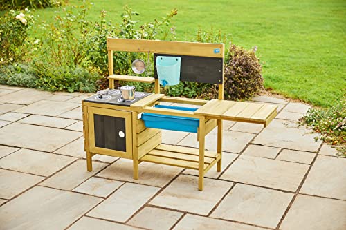 TP Toys, Deluxe Wooden Mud Kitchen | - Kids Outdoor Kitchen Playset with Water Pan, Garden Sink, and Kitchen Accessories | Backyard Pretend Play for Toddlers, Girls and Boys 3+ by Mookie Toys