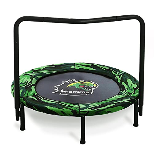 2022 Upgraded Dinosaur Mini Trampoline for Kids with Handle, Foldable Kids Trampoline for Play & Exercise Indoor or Outdoor, Camo Safty Padded Cover Toddler Rebounder Trampoline for Jump Sports from Wamkos