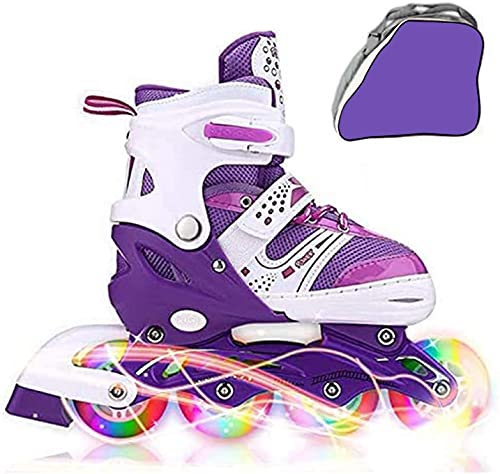 JIFAR Youth Childrenâs Inline Skates for Kids, Adjustable Inline Skates with Light Up Wheels for Girls Boys, Indoor&Outdoor Ice Skating Equipment Small Size(12J-2 US), Purple by JIFAR