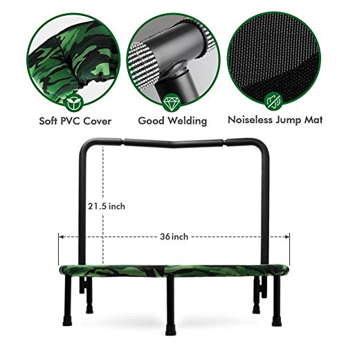 2022 Upgraded Dinosaur Mini Trampoline for Kids with Handle, Foldable Kids Trampoline for Play & Exercise Indoor or Outdoor, Camo Safty Padded Cover Toddler Rebounder Trampoline for Jump Sports from Wamkos