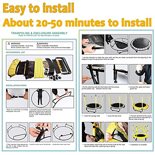 60" Trampoline for Kids Toddler Baby 5 FT Indoor Baby Recreational Trampolines with Enclosure Kids Trampoline for Toddlers Outdoor at Garden & Yard, Gifts for Boy and Girl from VGMiu