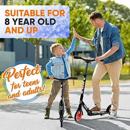 Lightweight and Foldable Kick Scooter - Adjustable Scooter for Teens and Adult, Alloy Deck with High Impact Wheels (Black) by Hurtle