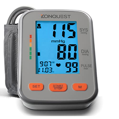 Konquest KBP-2704A Automatic Upper Arm Blood Pressure Monitor - Adjustable Cuff - Large Backlit Display - Irregular Heartbeat & Hypertension Detector - Tensiometro Digital by Konquest Group Inc