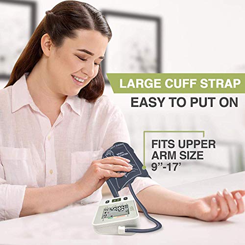 Blood Pressure Monitor Upper Arm - Fully Automatic Blood Pressure Machine Large Cuff Kit - Digital BP Monitor for Adult, Pregnancy - Blood Pressure Kit for Home Use - Batteries, Storage Bag Included by DrKea