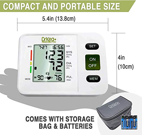 Blood Pressure Monitor Upper Arm - Fully Automatic Blood Pressure Machine Large Cuff Kit - Digital BP Monitor for Adult, Pregnancy - Blood Pressure Kit for Home Use - Batteries, Storage Bag Included by DrKea