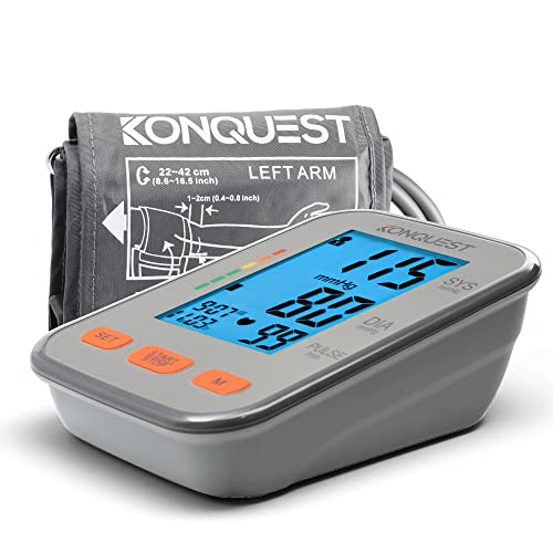Konquest KBP-2704A Automatic Upper Arm Blood Pressure Monitor - Adjustable Cuff - Large Backlit Display - Irregular Heartbeat & Hypertension Detector - Tensiometro Digital by Konquest Group Inc