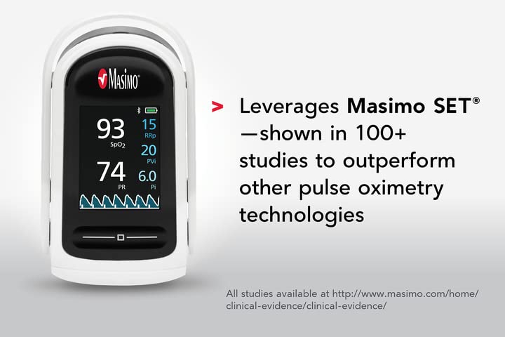 Masimo MightySat Fingertip Pulse Oximeter with Bluetooth, Monitor Blood Oxygen Saturation and Breathing Rate, OLED Screen, Touchpad, Long Battery Life from Masimo