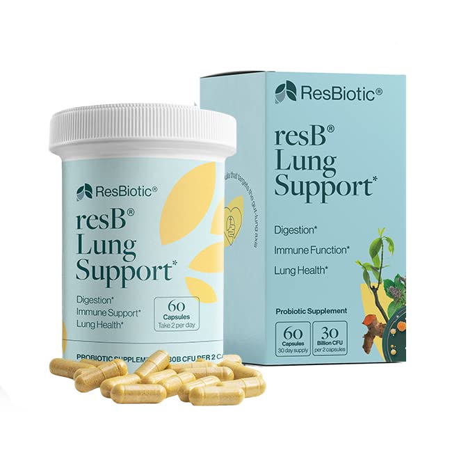 ResBiotic resB Lung Support â Probiotics for Lung Health for Women & Men â Doctor Formulated, Supports Digestion, Immune Function, and Lung Health â 15 Billion CFU per Capsule, 60 Capsules per Bottle from ResBiotic