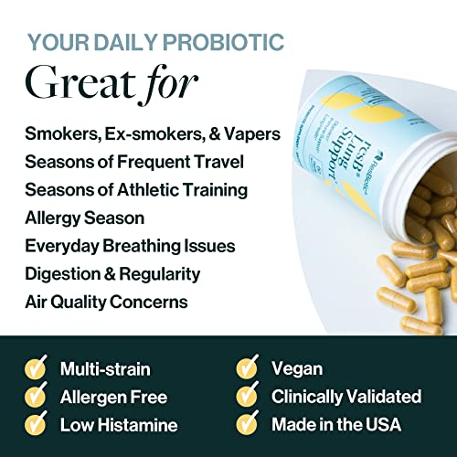 ResBiotic resB Lung Support â Probiotics for Lung Health for Women & Men â Doctor Formulated, Supports Digestion, Immune Function, and Lung Health â 15 Billion CFU per Capsule, 60 Capsules per Bottle from ResBiotic