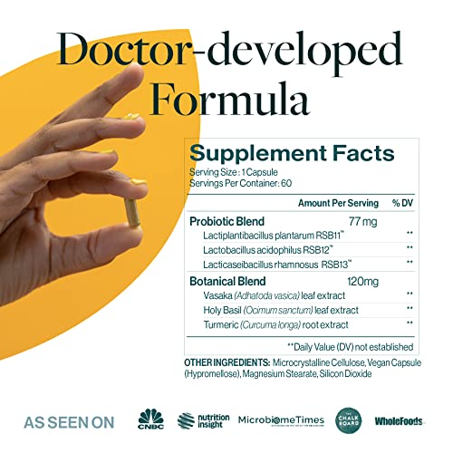 ResBiotic resB Lung Support â Probiotics for Lung Health for Women & Men â Doctor Formulated, Supports Digestion, Immune Function, and Lung Health â 15 Billion CFU per Capsule, 60 Capsules per Bottle from ResBiotic